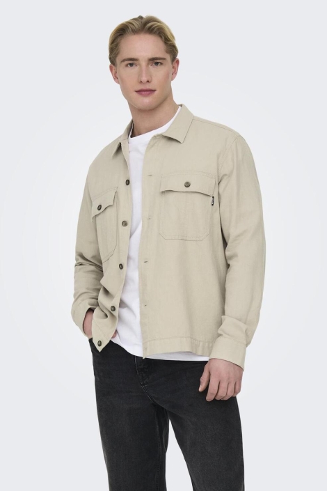 Only & Sons onskennet ls linen overshirt noos